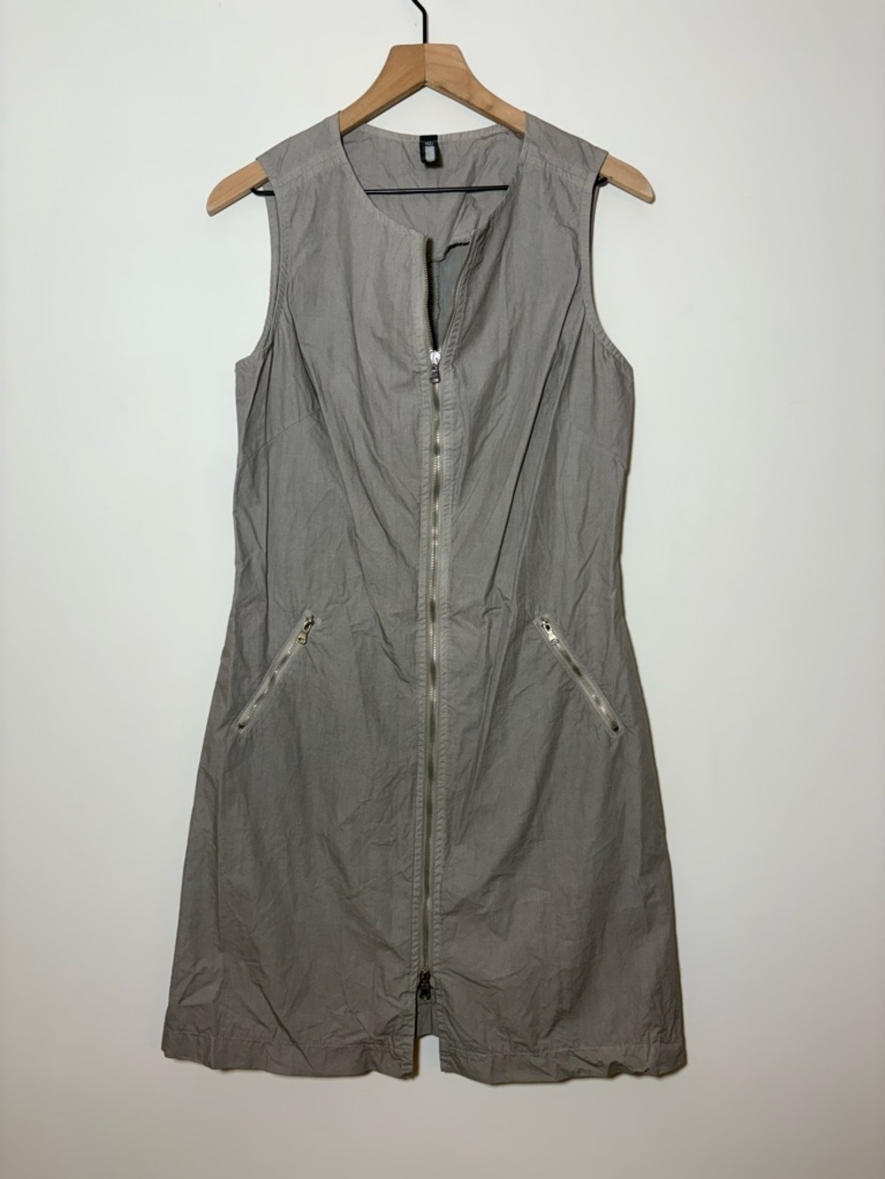 Inizio Onz Italy Zip Up Sleeveless Mini Dress Sz M Gray Lagenlook